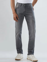 Men Jeans Regular Fit Grey Mid Rise