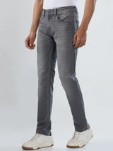 Men Jeans Regular Fit Grey Mid Rise