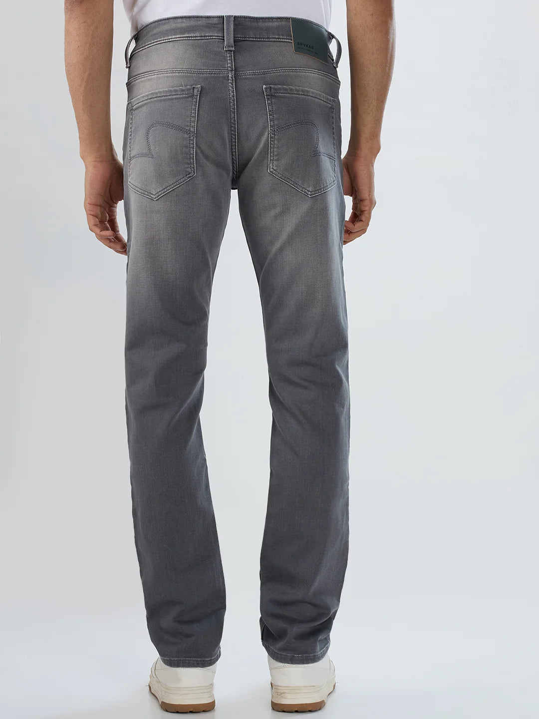 Men Jeans Regular Fit Grey Mid Rise