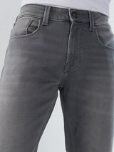Men Jeans Regular Fit Grey Mid Rise