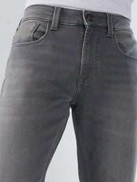 Men Jeans Regular Fit Grey Mid Rise