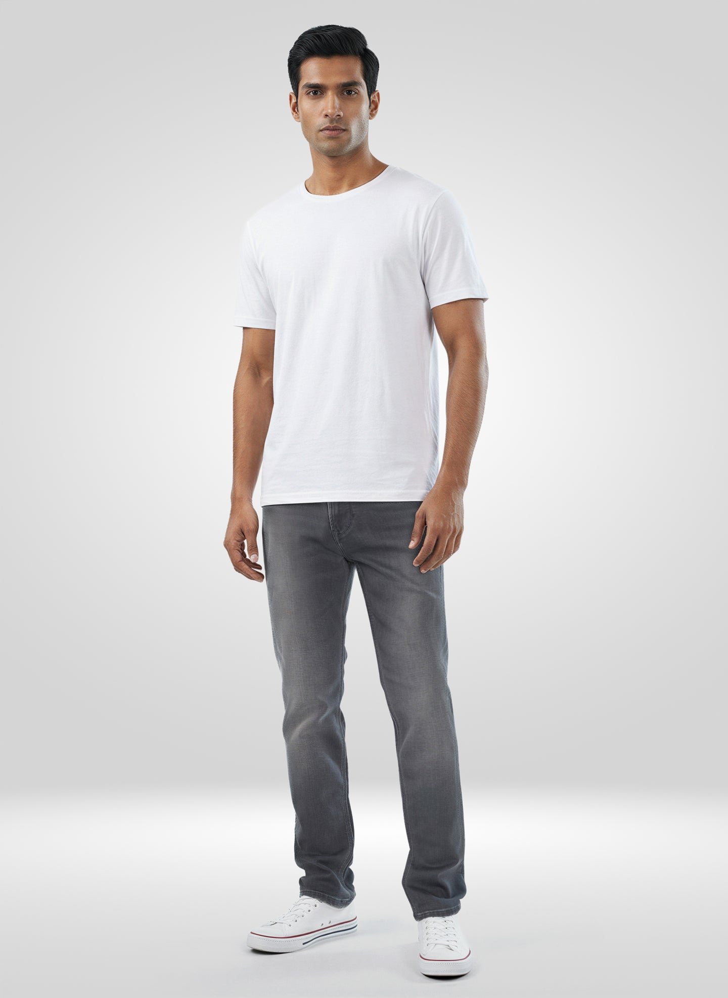 Men Jeans Regular Fit Grey Mid Rise