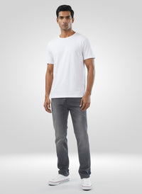 Men Jeans Regular Fit Grey Mid Rise