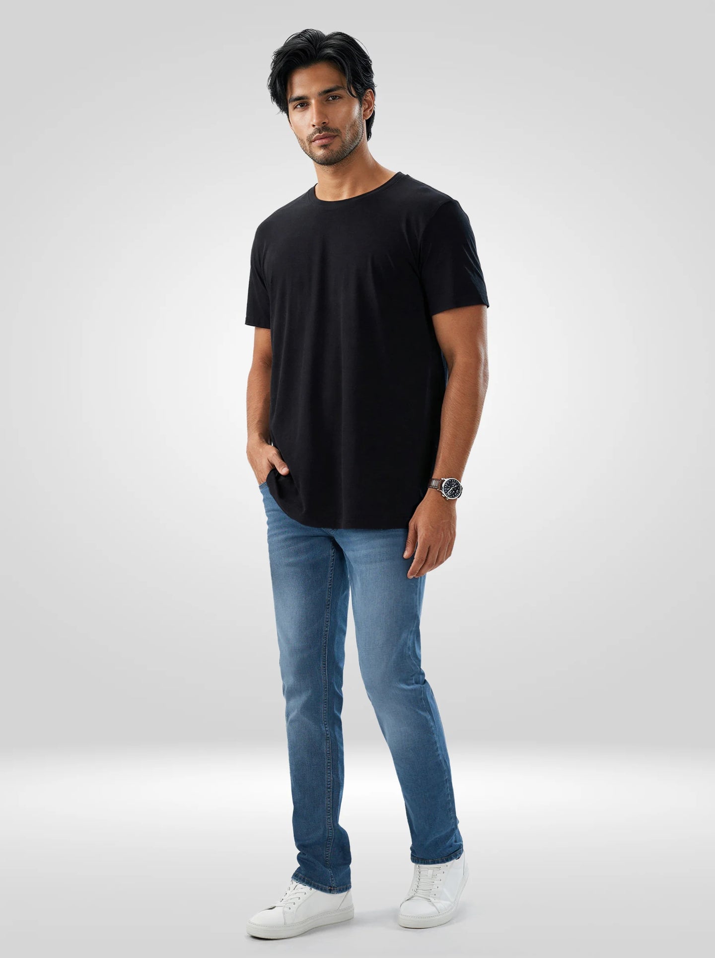 Men Jeans Regular Fit Grey Mid Rise