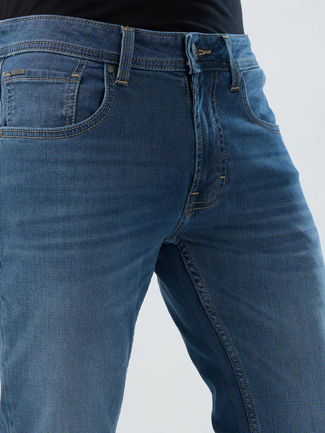 Men Jeans Regular Fit Grey Mid Rise