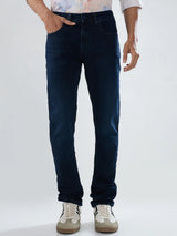 Men Jeans Regular Fit Dark Blue Mid Rise