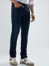 Men Jeans Regular Fit Dark Blue Mid Rise