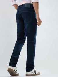 Men Jeans Regular Fit Dark Blue Mid Rise