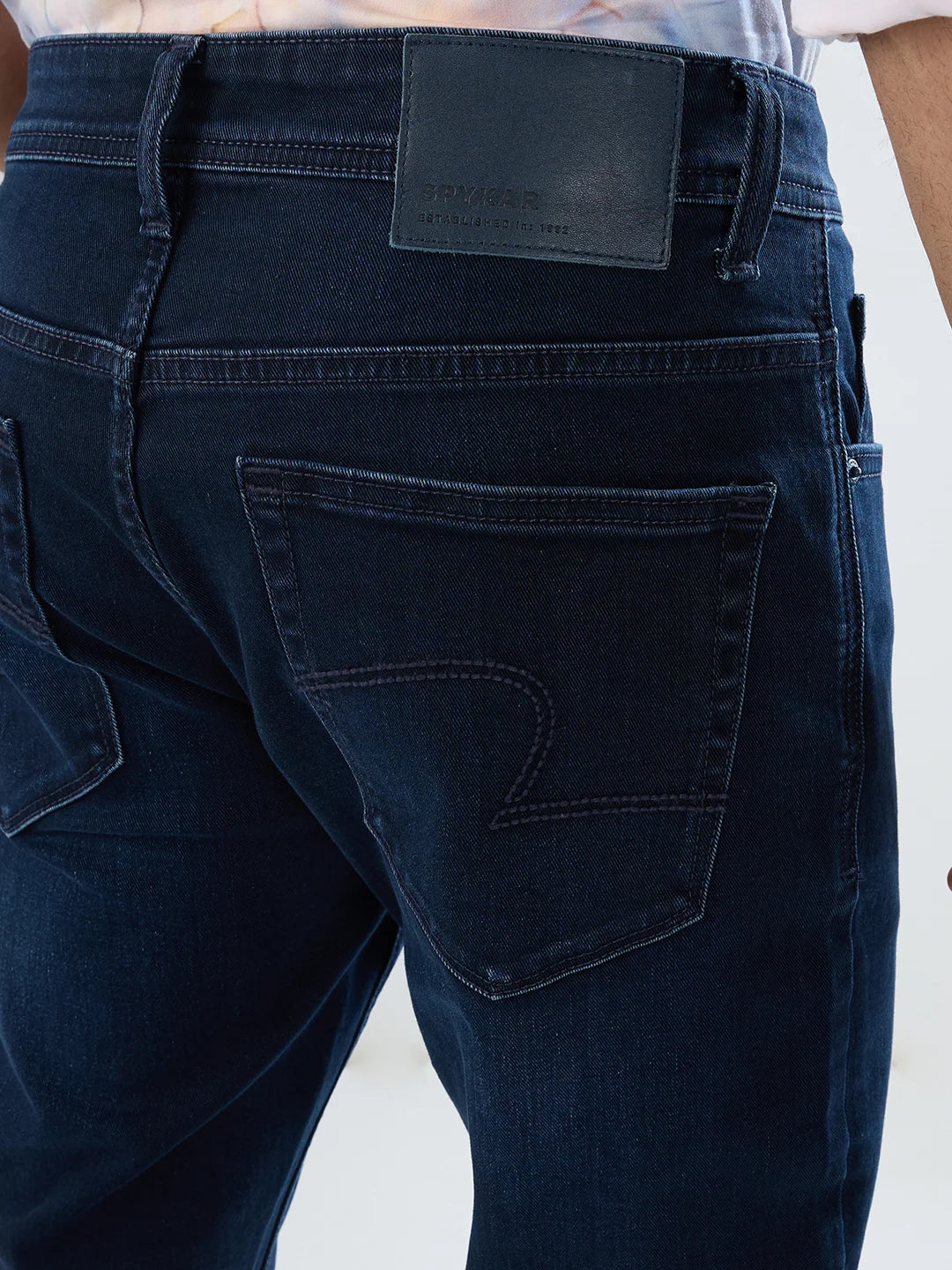 Men Jeans Regular Fit Dark Blue Mid Rise