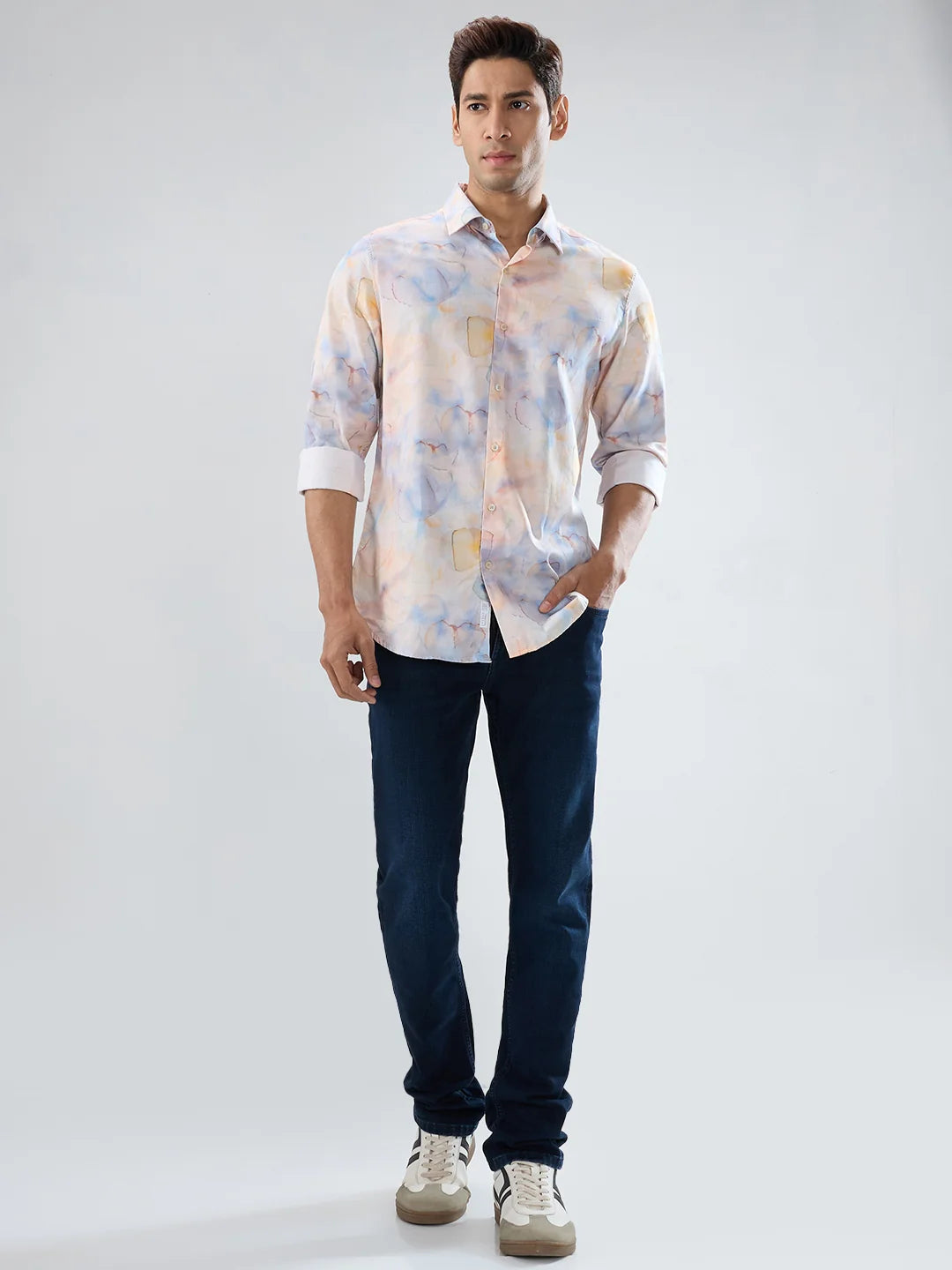 Men Jeans Regular Fit Dark Blue Mid Rise