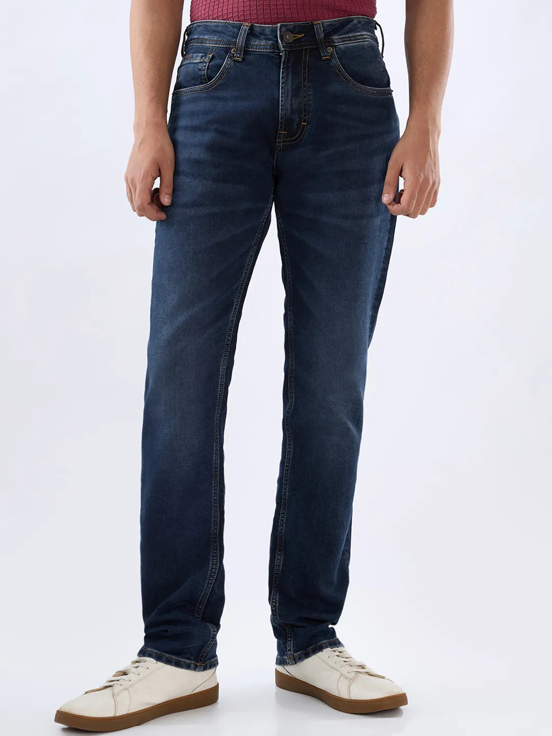 Men Rover Jeans Regular Fit Dark Blue Mid Rise
