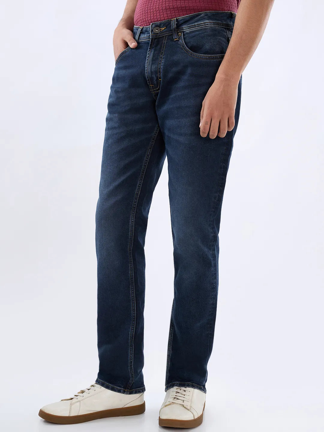 Men Rover Jeans Regular Fit Dark Blue Mid Rise