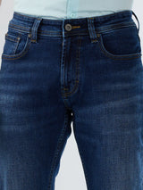 Men Jeans Regular Fit Dark Blue Mid Rise