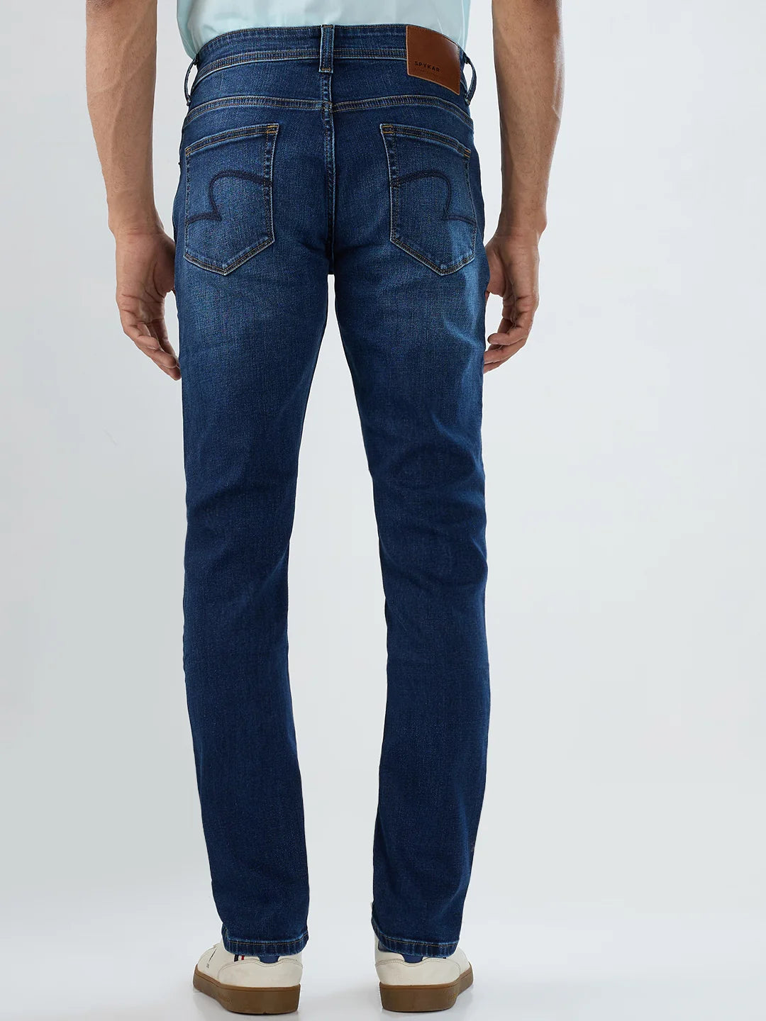 Men Jeans Regular Fit Dark Blue Mid Rise