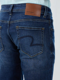 Men Jeans Regular Fit Dark Blue Mid Rise
