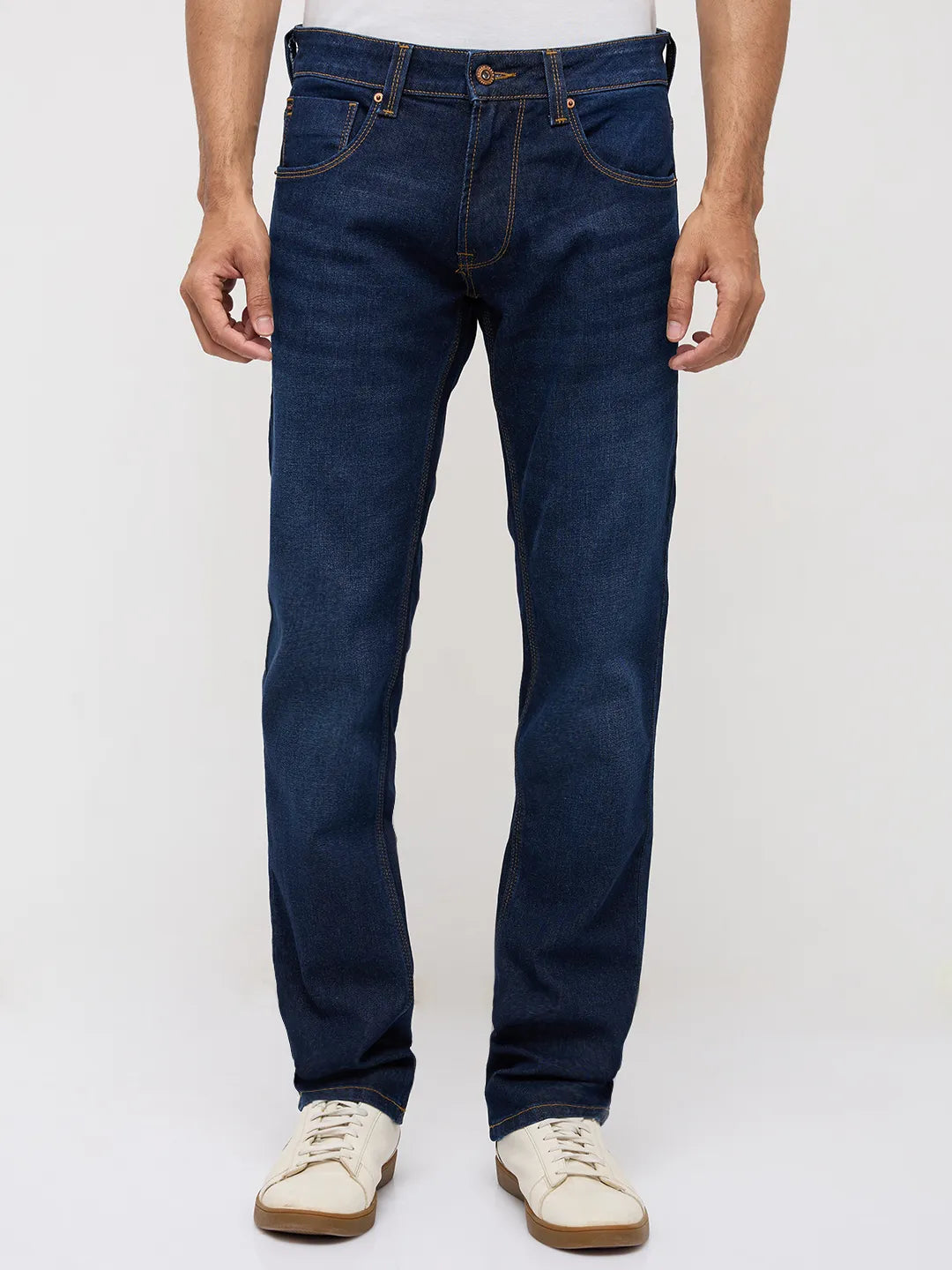 Men Rover Jeans Regular Fit Dark Blue Mid Rise
