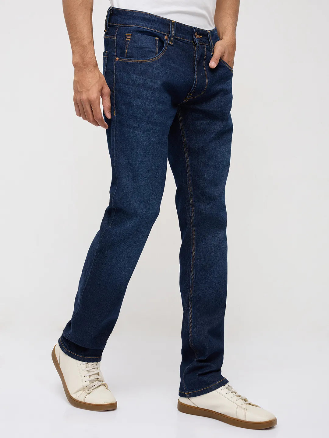 Men Rover Jeans Regular Fit Dark Blue Mid Rise