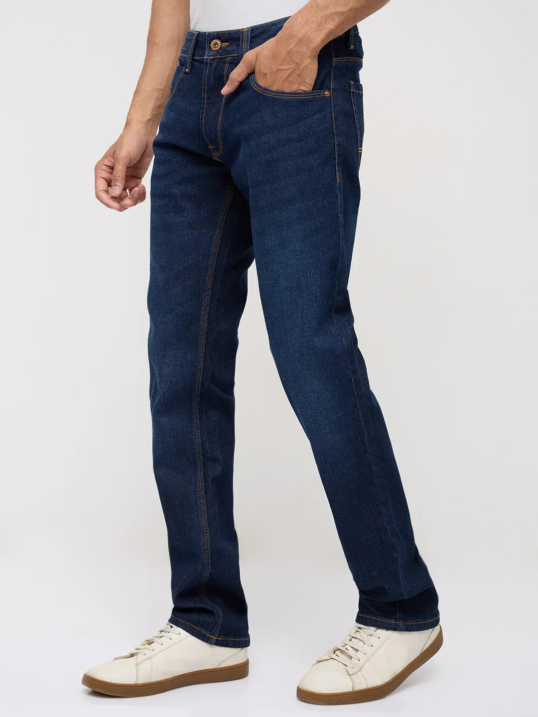 Men Rover Jeans Regular Fit Dark Blue Mid Rise