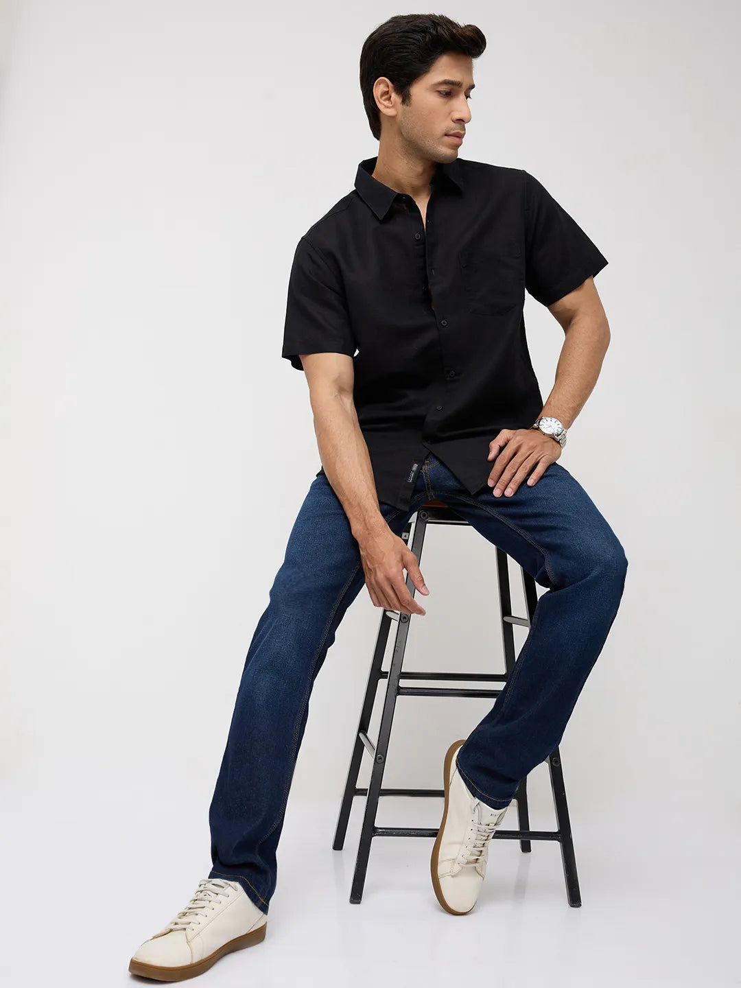 Men Rover Jeans Regular Fit Dark Blue Mid Rise