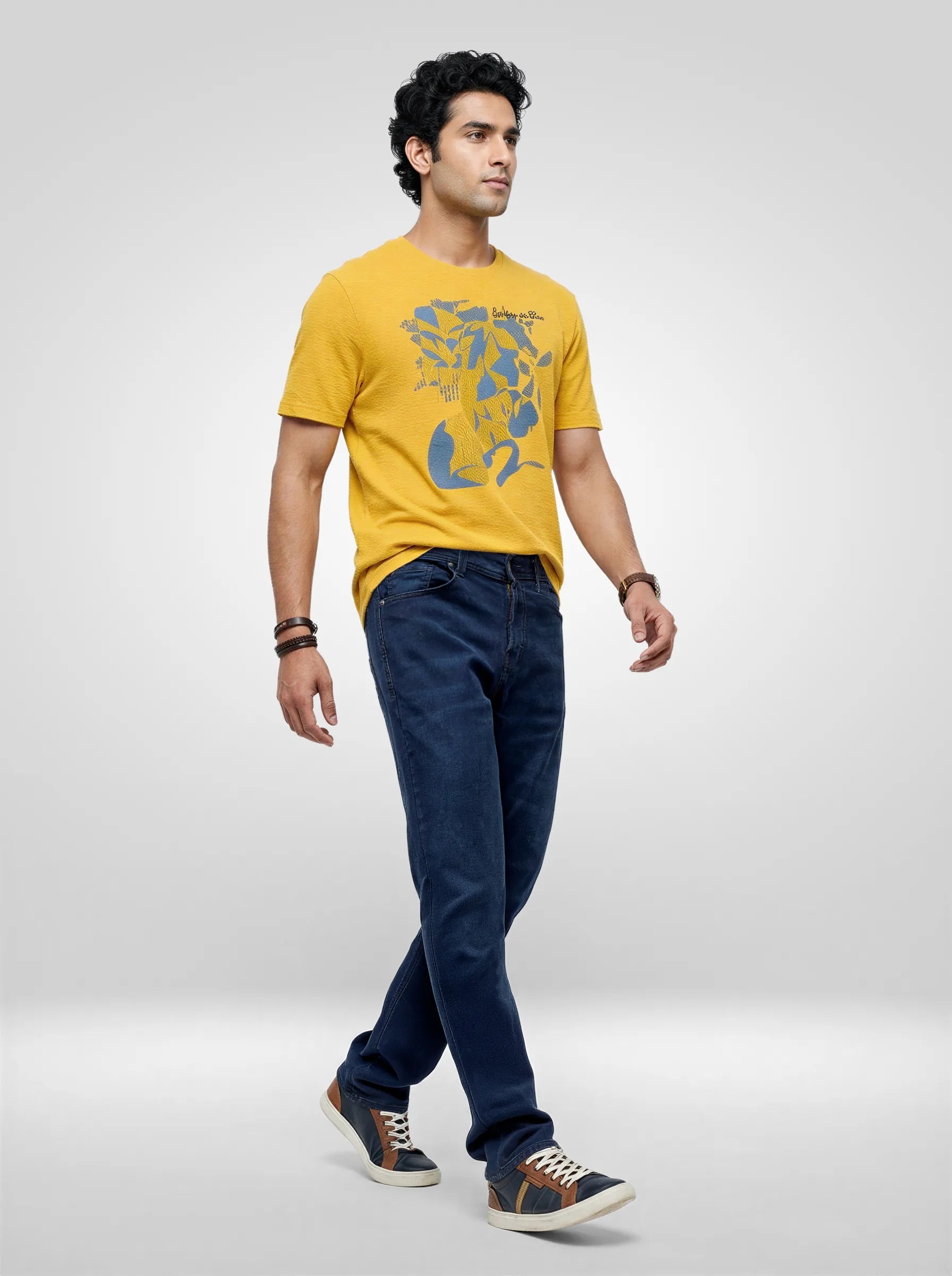 Men Rover Jeans Regular Fit Dark Blue Mid Rise