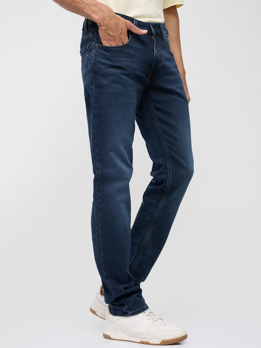 Men Rover Jeans Regular Fit Dark Blue Mid Rise