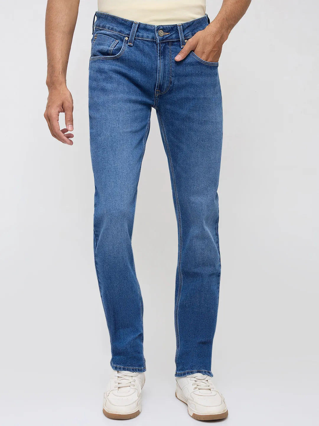 Men Rover Jeans Regular Fit Mid Blue Mid Rise
