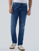 Men Jeans Regular Fit Mid Blue Mid Rise