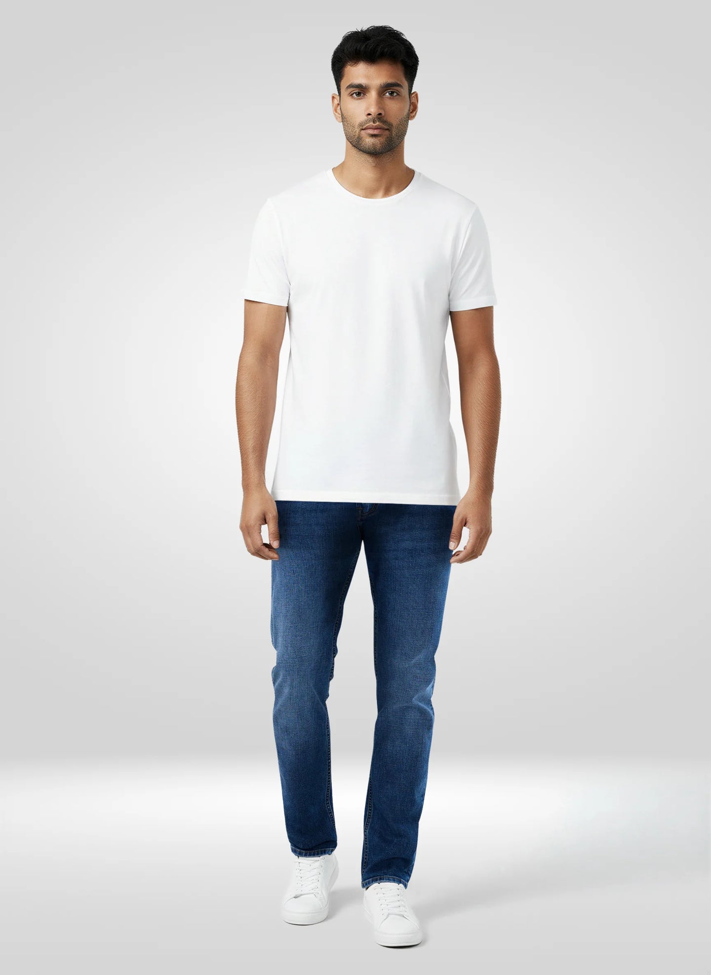 Men Jeans Regular Fit Mid Blue Mid Rise