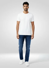 Men Jeans Regular Fit Mid Blue Mid Rise