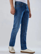 Men Jeans Regular Fit Mid Blue Mid Rise