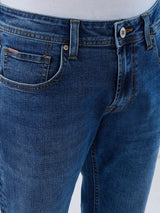 Men Jeans Regular Fit Mid Blue Mid Rise