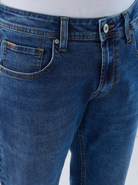 Men Jeans Regular Fit Mid Blue Mid Rise