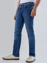 Men Jeans Regular Fit Mid Blue Mid Rise