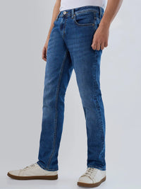 Men Jeans Regular Fit Mid Blue Mid Rise