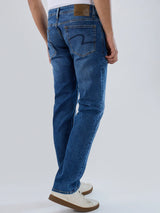 Men Jeans Regular Fit Mid Blue Mid Rise