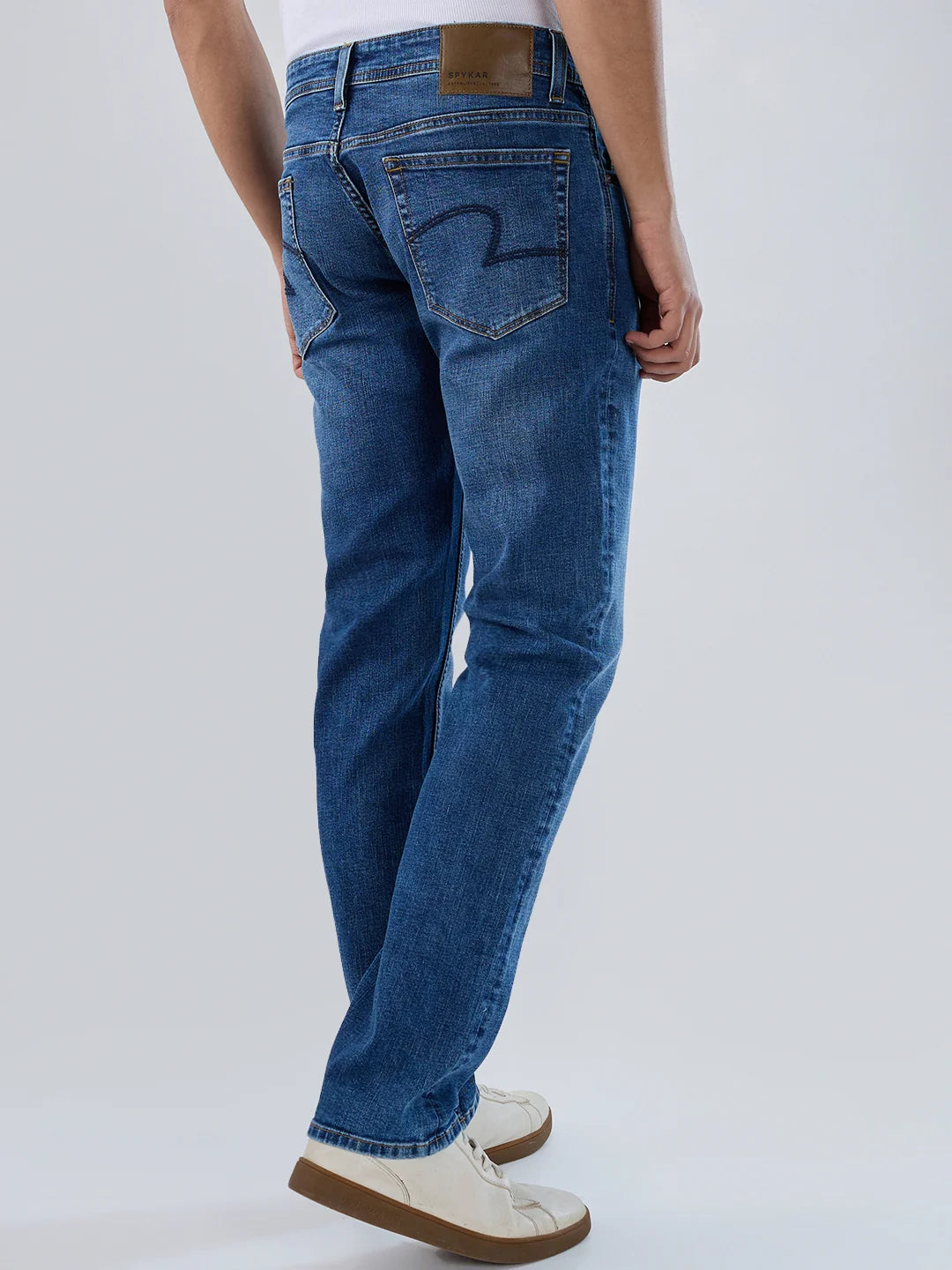 Men Jeans Regular Fit Mid Blue Mid Rise