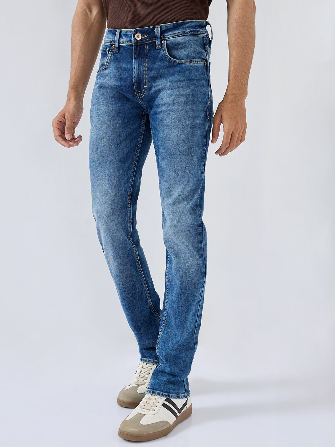 Men Rover Jeans Regular Fit Mid Blue Mid Rise