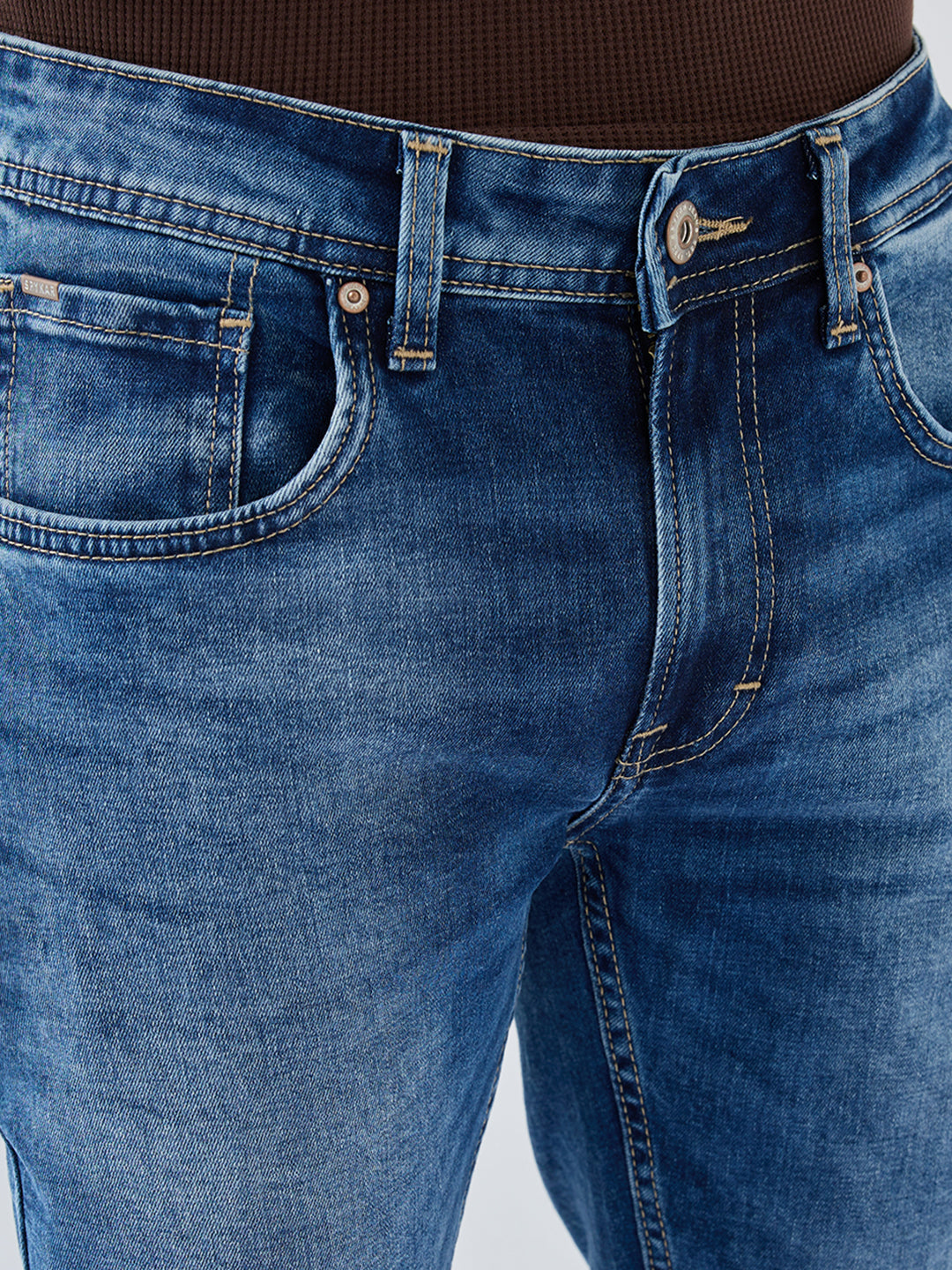 Men Rover Jeans Regular Fit Mid Blue Mid Rise
