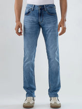 Men Jeans Regular Fit Mid Blue Mid Rise