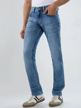 Men Jeans Regular Fit Mid Blue Mid Rise