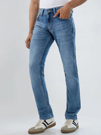 Men Jeans Regular Fit Mid Blue Mid Rise