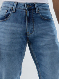 Men Jeans Regular Fit Mid Blue Mid Rise