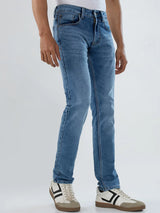 Men Jeans Regular Fit Mid Blue Mid Rise