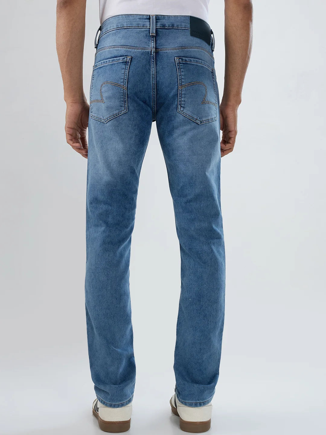 Men Jeans Regular Fit Mid Blue Mid Rise