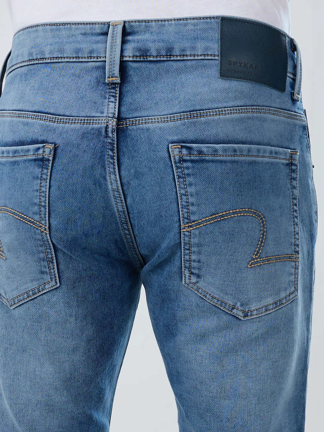 Men Jeans Regular Fit Mid Blue Mid Rise