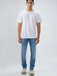 Men Jeans Regular Fit Mid Blue Mid Rise