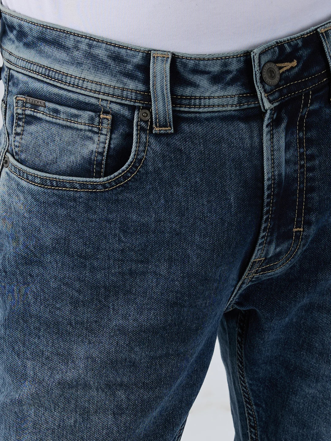 Men Jeans Regular Fit Grey Mid Rise