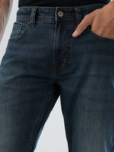 Men Jeans Regular Fit Vintage Blue Mid Rise