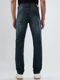 Men Jeans Regular Fit Vintage Blue Mid Rise