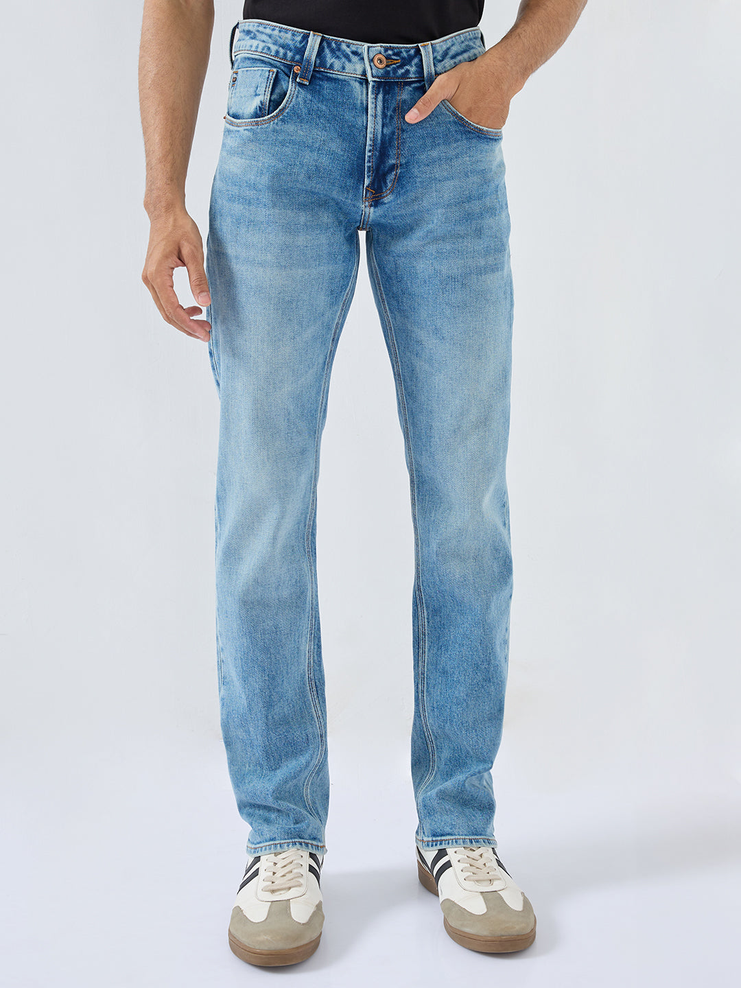 Men Rover Jeans Regular Fit Vintage Blue Mid Rise